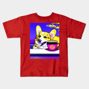 Corgi -  Short legs drinking coffee Kids T-Shirt